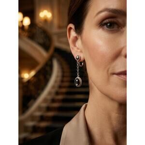 Vintage Black Star Sapphire Screw-Back Earrings